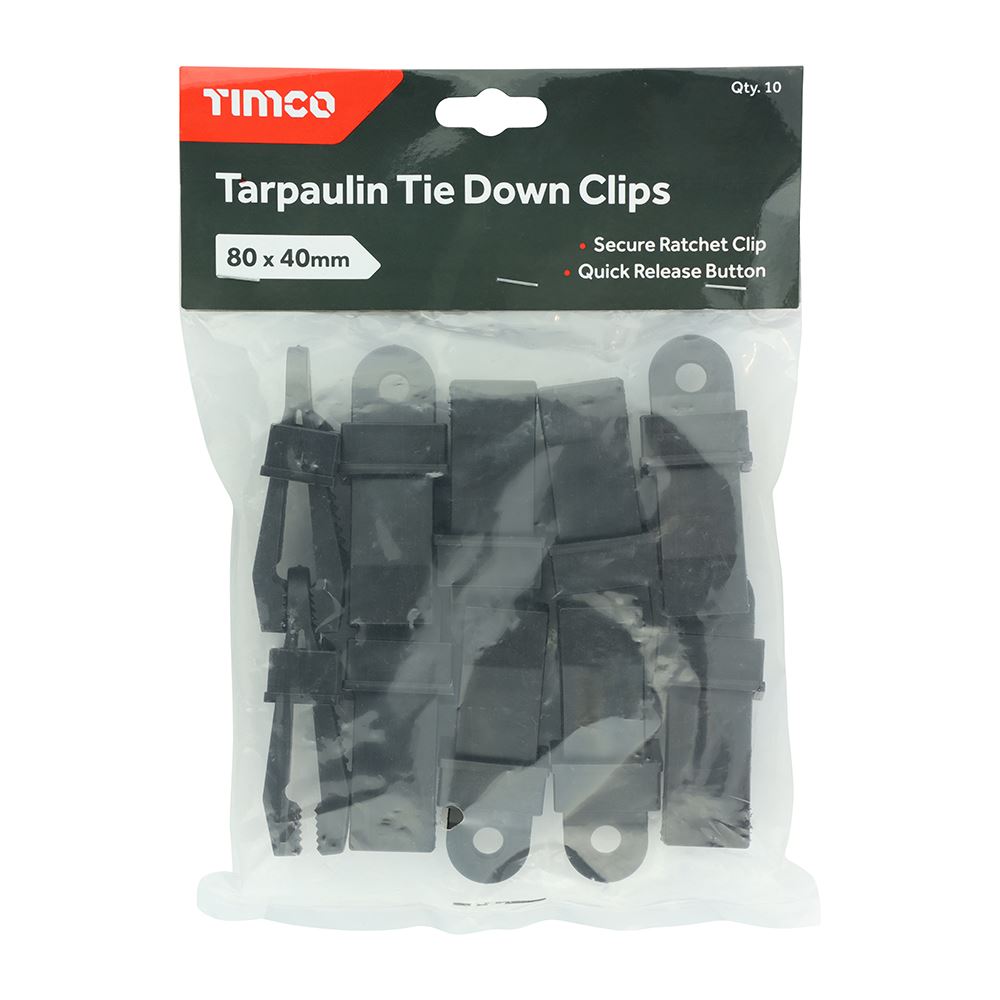 10x  Timco Tarpaulin Tie Down Clips Heavy Duty Reusable Cover Awning Tent Sheet Clamp