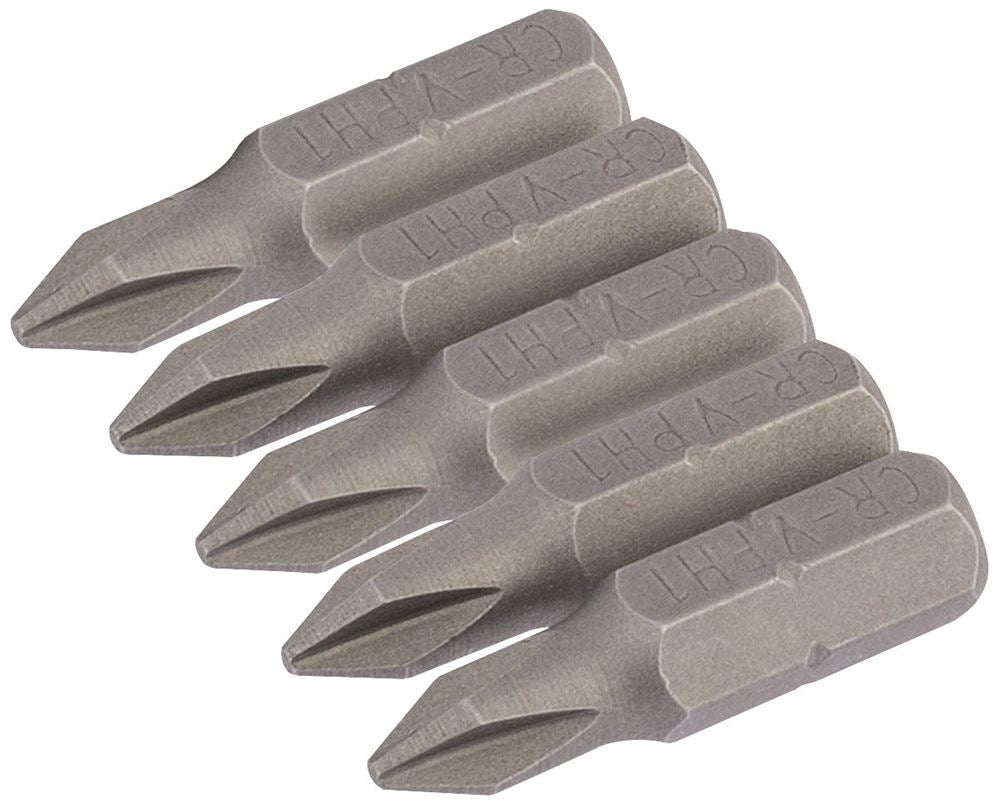 Draper 5PC 25MM NO1 C.SLOT S/D BIT 64017 1/4" Hex. Cross Slot E Shank Insert Bits