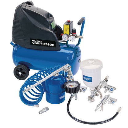 Draper OILFREE 24L COMP.+ 5PC AIR KIT 25936 Oil Free 24L Comp.+ 5pc Air Kit