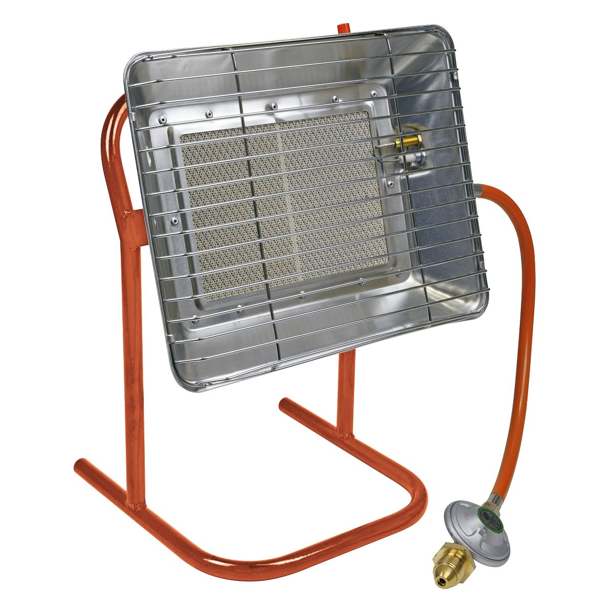 Sealey LP14 Propane Heater with Stand 14,330Btu/hr | 14,330Btu/hr(4.2kW) | Steel tube stand with built-in handle. | Automatic shut-off prevents