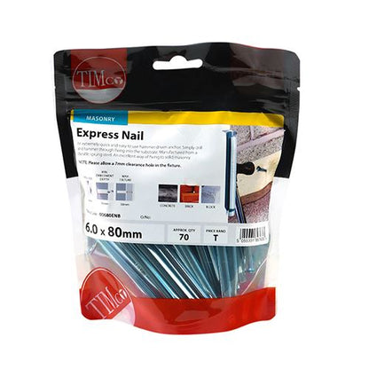 TIMCO Express Nail - BZP 6.0 x 80 Silver Pack 70