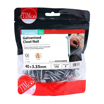 TIMCO Clout Nail - Galvanised 40 x 3.35 Pack 0.5