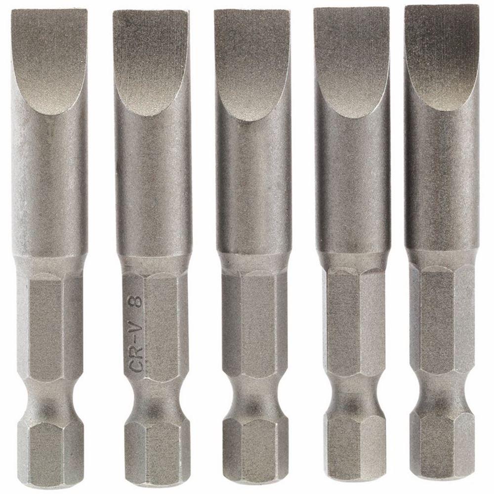 DRAPER 64280 - 8mm 1/4" Hex Plain Slot Insert Bit 50mm Long x 5