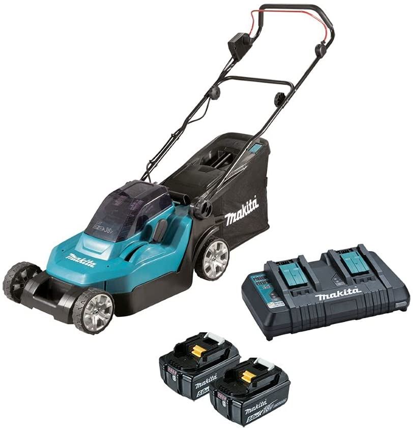 Makita DLM382PT2 36V Twin 18V LXT Cordless Lawnmower Kit 2x5Ah