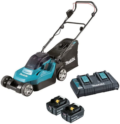 Makita DLM382PT2 36V Twin 18V LXT Cordless Lawnmower Kit 2x5Ah