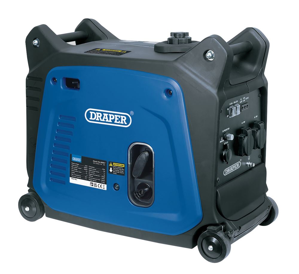 Draper 2300W INVERTER GENNY 2600W MAX 95197 95197 Petrol Inverter Generator, 2300W
