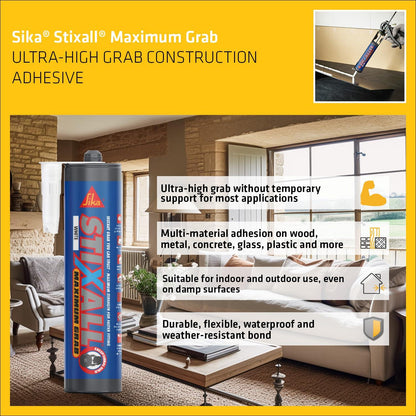 Sika Stixall Ultra White Hybrid Adhesive & Sealant – Waterproof, Flexible, Mould & Weather Resistant for Bathrooms & Kitchens