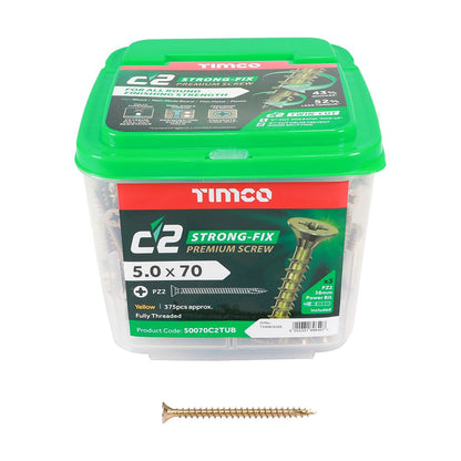 TIMCO C2 Strong-Fix PZ2 CSK ZYP 5.0 x 70 Gold Pack 375