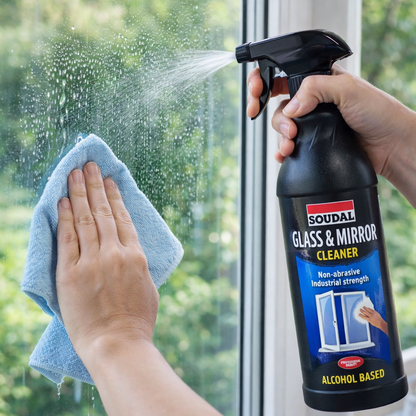 Soudal Glass & Mirror Cleaner 1 Litre Streak Free Window Cleaning Spray