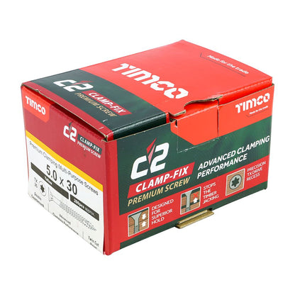TIMCO C2 Clamp-Fix TX25 CSK ZYP 5.0 x 30 Gold Pack 200