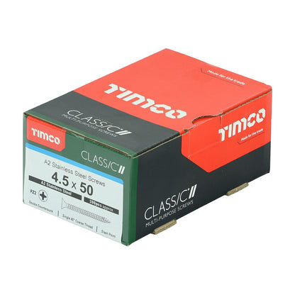 TIMCO Classic Screw PZ2 CSK A2 SS 4.5 x 50 Pack 200
