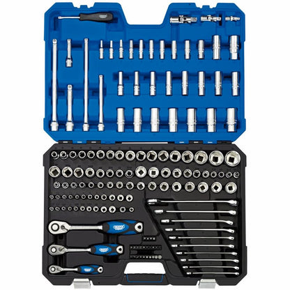 Draper 150PC1/4 3/8 1/2 SOCKET SET 16460 MM/AF Combined Socket Set, 1/4", 3/8" and 1/2" Sq. Dr. (150 Piece)
