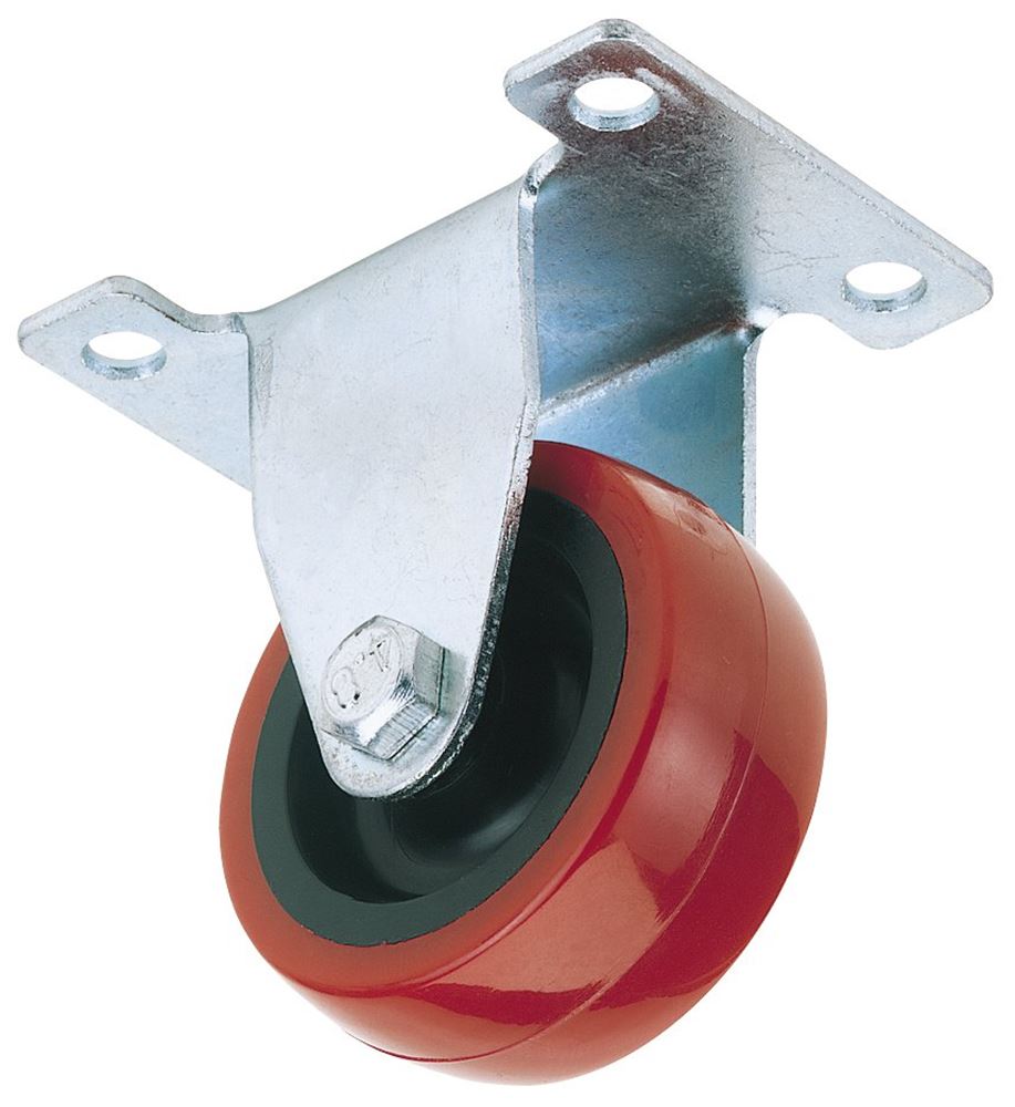 Draper PU CASTOR FIXED-50MM DIA 65512 Polyurethane Wheeled Fixed Plate Castors