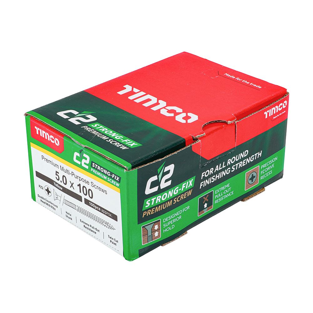 TIMCO C2 Strong-Fix PZ2 CSK ZYP 5.0 x 100 Gold Pack 100