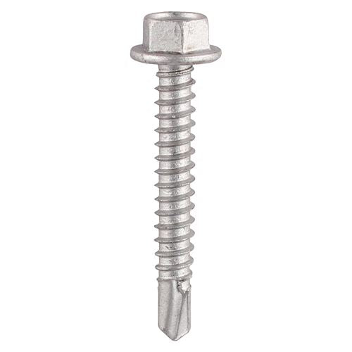 TIMCO Hex Screw S/DRILL No3 EXT 5.5 x 38 Silver Pack 100