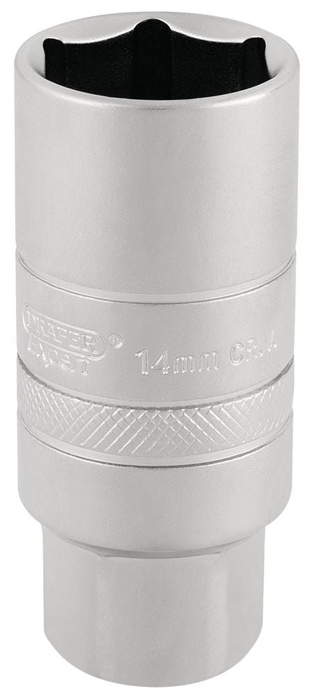 16777 Draper Expert Expert 14mm Thread 6 Point Satin Chrome Spark Plug Socket, 3/8 Sq Spark Plug Sockets Professional Trade DIY Workshop Garage Use