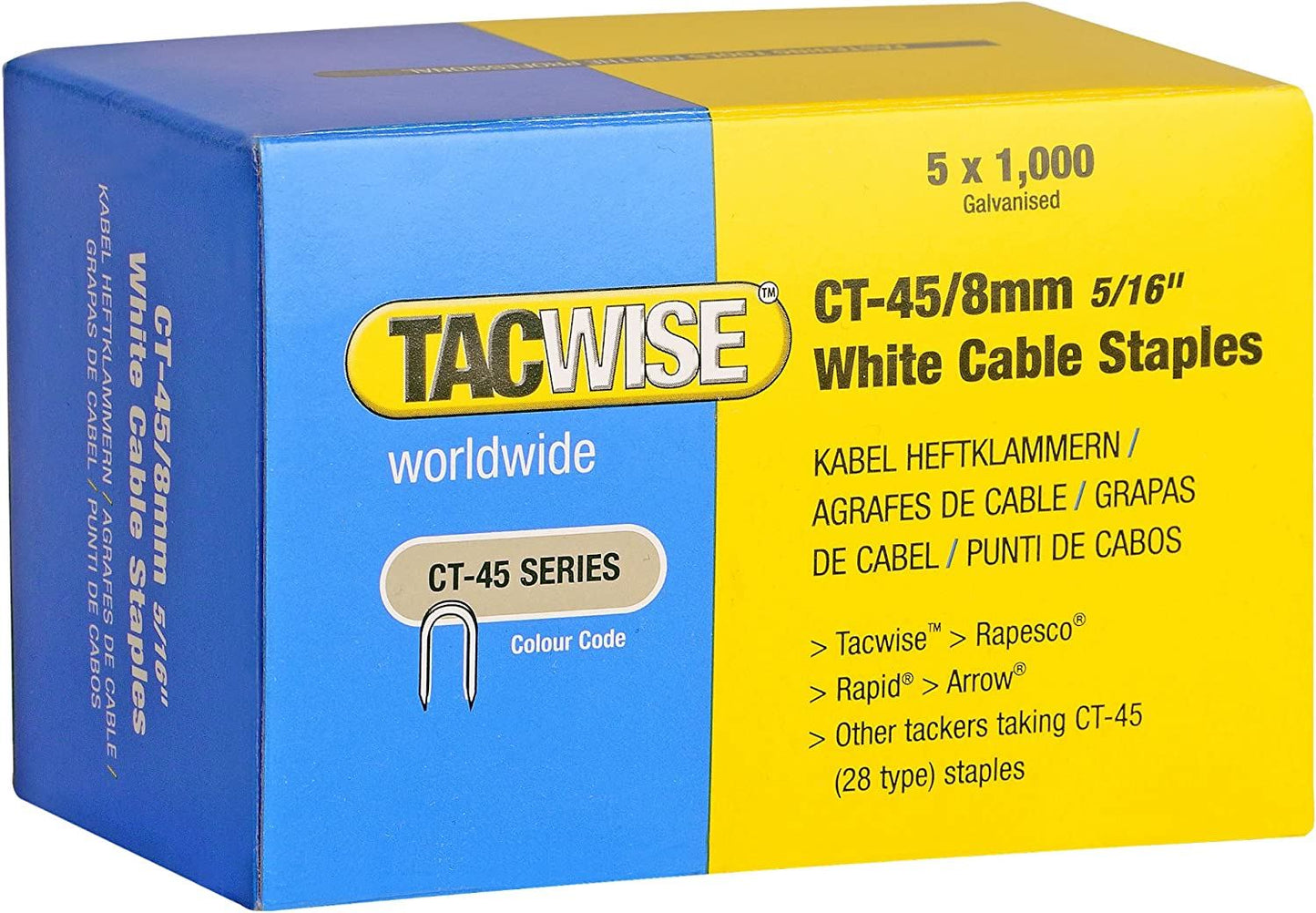 Tacwise 0980 Type CT 8 mm Type CT Staples Galvanised Pack of 5000 for Nail Staple Guns Trade Fixing