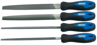 Draper SET OF 4 200MM FILES & HANDLES 44962 44962 Soft Grip Engineer's File Set, 200mm (4 Piece)