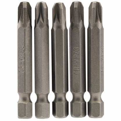 Draper 5PC 50MM NO3 PZ.S/D BIT 64286 1/4" Hex. PZ TYPE E Shank Insert Bits