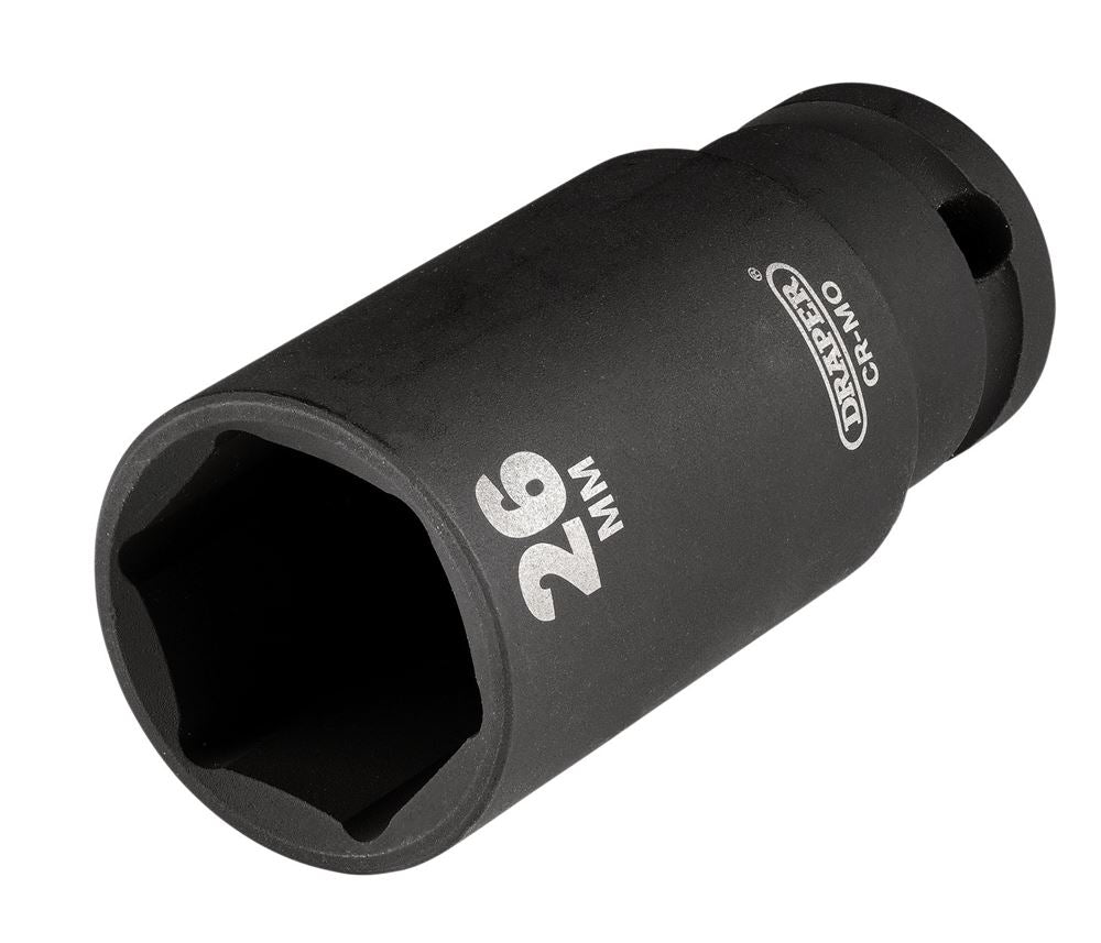 Draper 26MM IMPACT DEEP SOCKET 1/2DR Metric Deep Impact Sockets, 3/8" Sq. Dr.