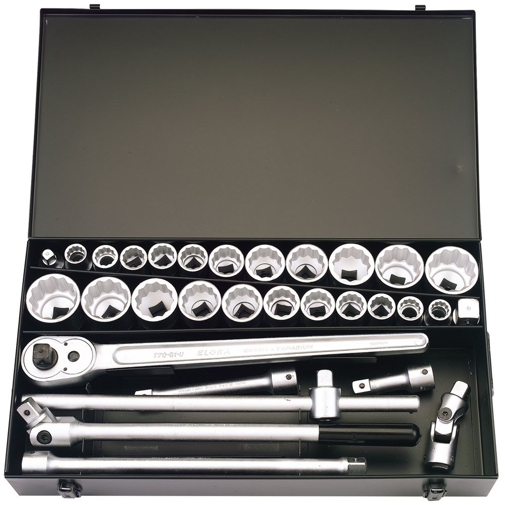 00335 Elora Elora Metric and Imperial Socket Set, 3/4 Sq. Dr. (31 Piece) 770-S22 MAU 3/4 Socket Sets Professional Trade DIY Workshop Garage Use