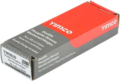 TIMCO Double PhosphorWasher Hinge PB 76 x 50 Red Pack 2