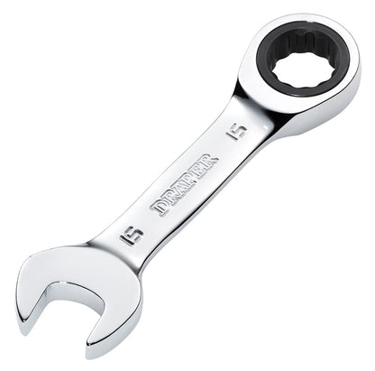 Draper 15MM STUBBY RATCHETING SPANNER 27909 27909 HI-TORQÂ® Metric Stubby Ratchet Combination Spanner