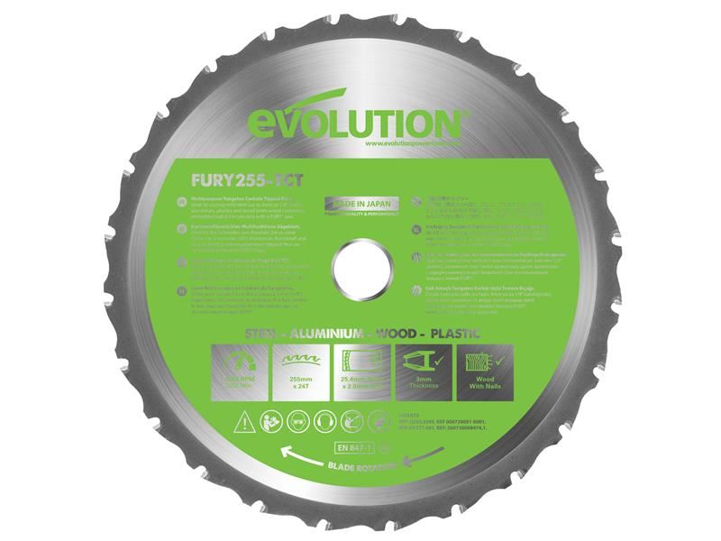 EVL FURY  Multi-Purpose TCT Circular Saw Blade 255 x 25.4mm x 24T