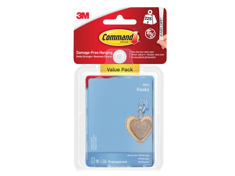Command� 17006CLR-VP Clear Mini Hooks Value Pack (Pack 18)