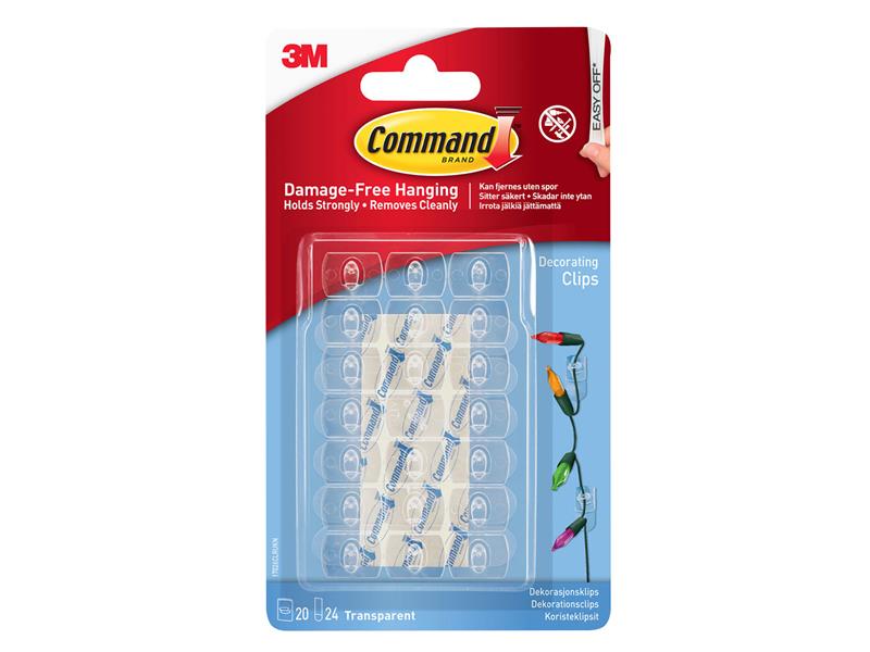 Command� 17026CLR Clear Decorating Clips with Clear Strips (Pack 20)