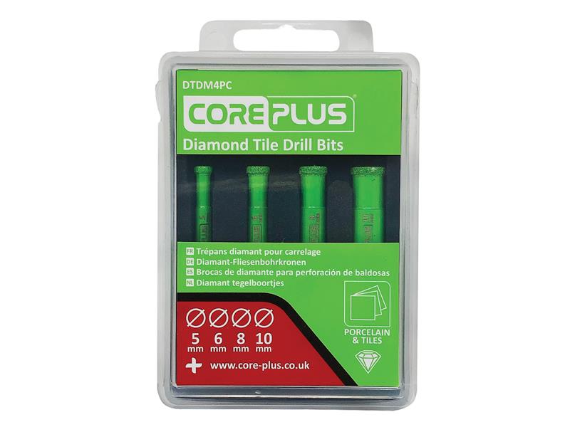 CorePlus CORDTDM4PC DTDM4PC Diamond Tile Drill Bit Set, 4 Piece