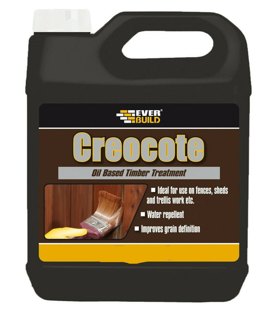 EVERBUILD 4LTR  CREOCOTE Dark Brown replaces creosote fence wood treatment