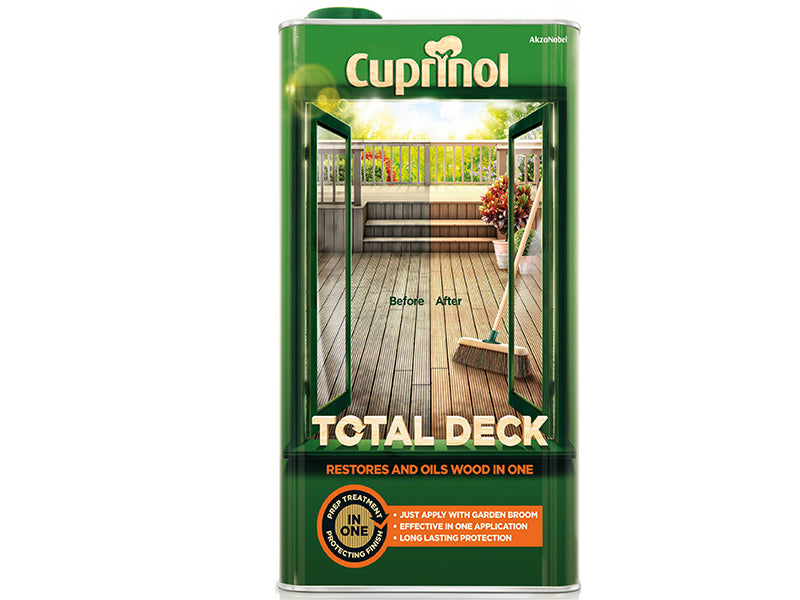 Cuprinol 5211845 Total Deck Restore & Oil Wood Clear 5 litre