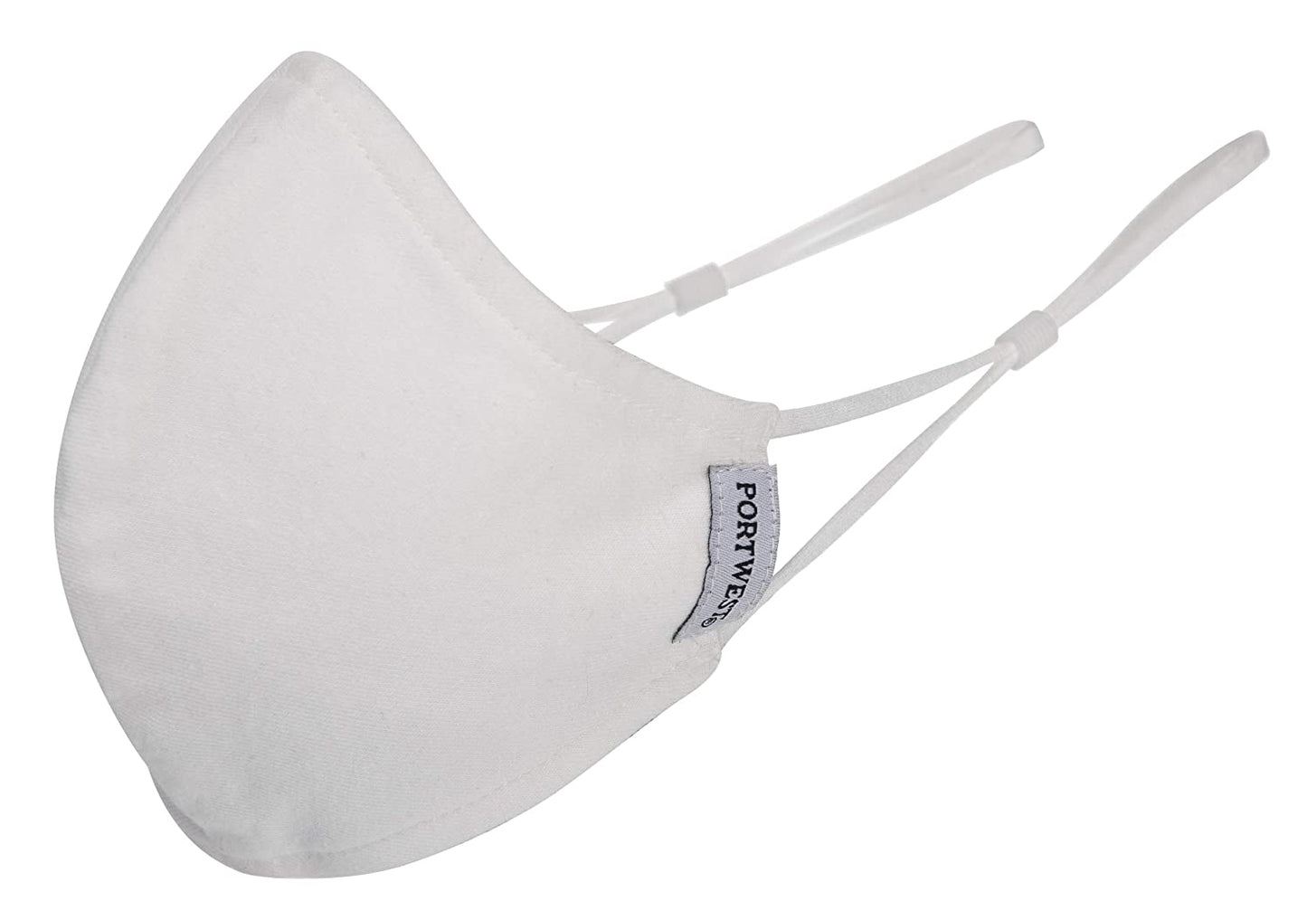 PORTWEST CV22 WHITE 2-Ply Anti-Microbial Fabric Face Mask