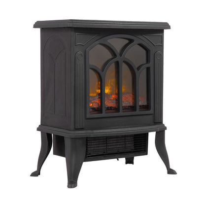 Baridi DH121 Electric Stove Heater Fireplace with LED Log Flame Effect 1800W - Black | 230V~ 50Hz, Thermostat, Tip-Over Switch, LED Flame Effect
