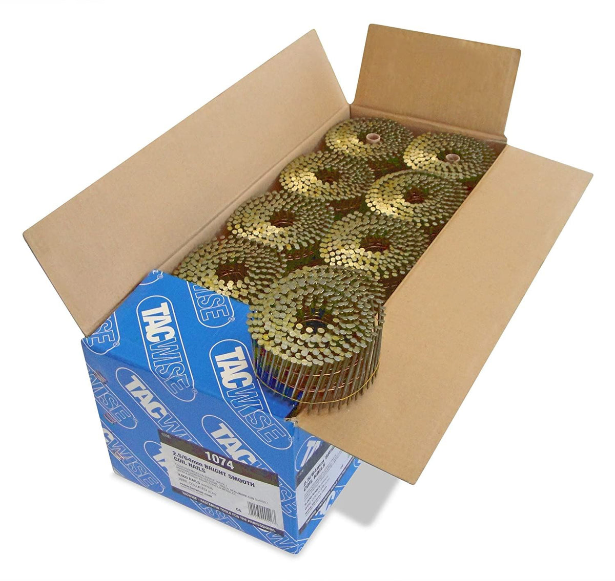 Tacwise 1074 Type 2.5 64 mm Coil Nails Bright Flat Top 16° Pack of 9000 for Nail Staple Guns Trade Fixing