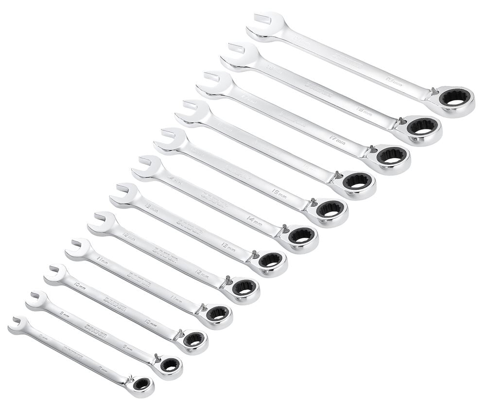 Draper 12PC REV. RATCHING SPANNER SET 27692 27692 HI-TORQÂ® Metric Reversible Ratchet Combination Spanner Set (12 Piece)