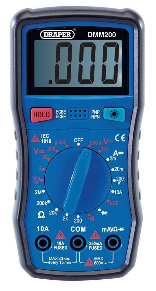 Draper DIGITAL MULTIMETER 41817 41817 Manual-Ranging Digital Multimeter, 1 x Test Leads, 1 x Case