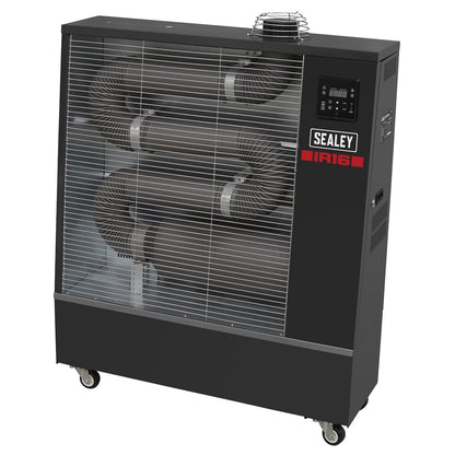 Sealey IR16 Industrial Infrared Diesel Heater 16kW | 55,000Btu/hr(16kW), 80W, 230V~50Hz, Thermostat, Timer, Wheels, Overheat Protection