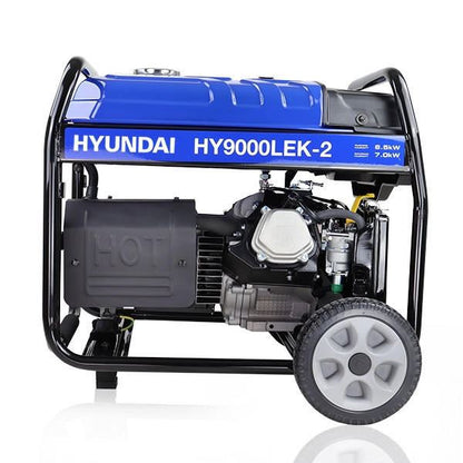 Hyundai HY9000LEK-2 Petrol Generator 7kW 8.75kVA Recoil Electric Start Portable Site Power Backup Power Portable Backup Site Power