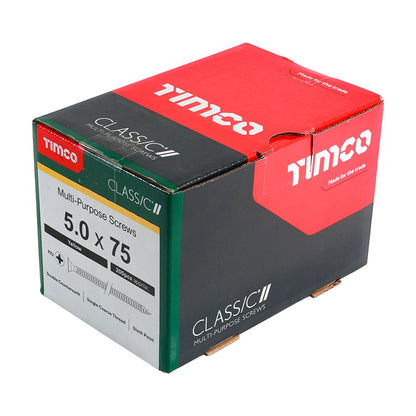 TIMCO Classic Screw PZ2 CSK ZYP 5.0 x 75 Gold Pack 200