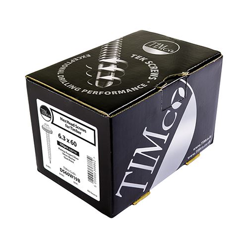 TIMCO Hex Screw W16 Slash EXT 6.3 x 32 Silver Pack 100