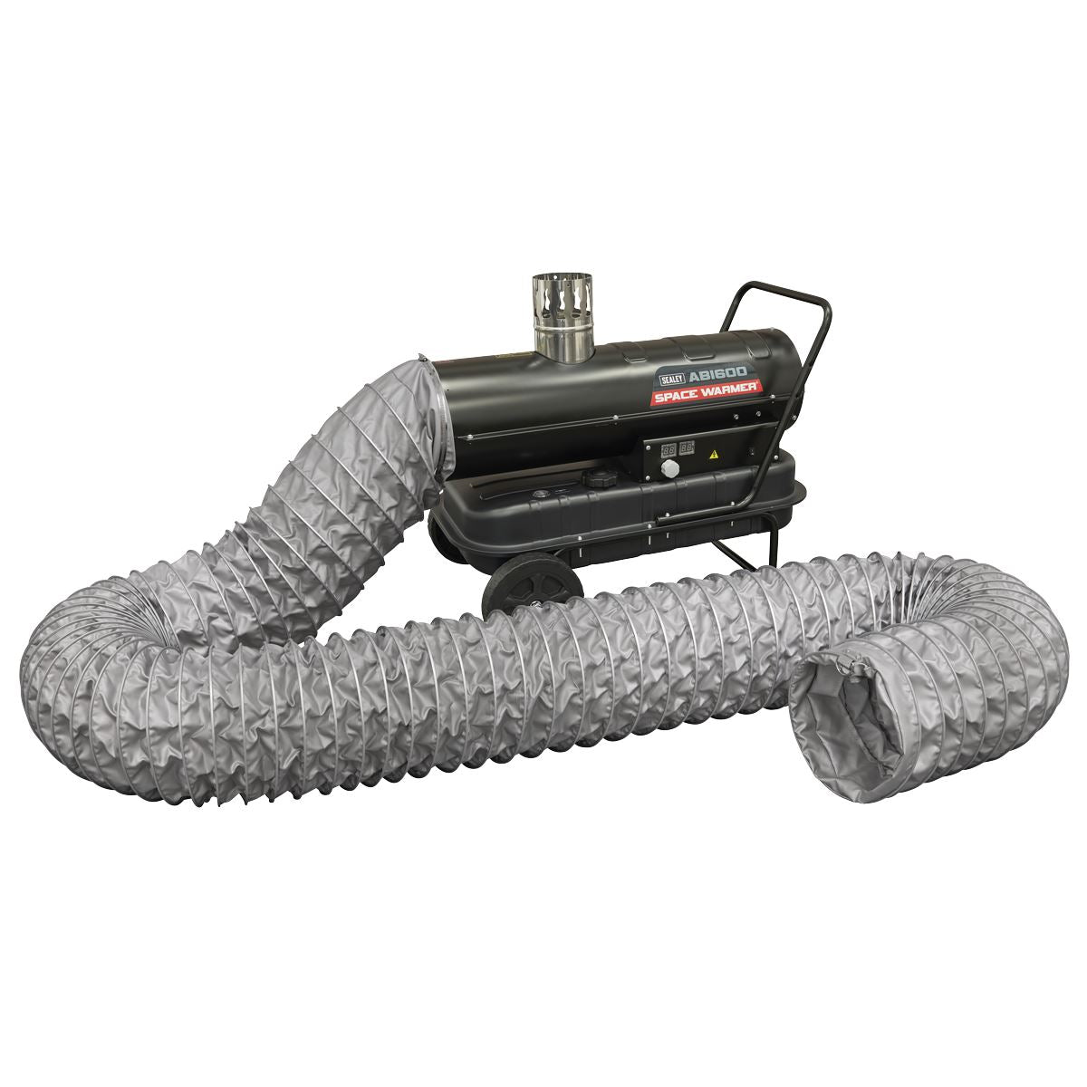 Sealey ABI600COMBO Space Warmer Indirect Kerosene/Diesel Heater 68,000Btu/hr with 5M Ducting | 68,242Btu/hr(20kW), 230V ~ 50Hz, Thermostat, Wheels