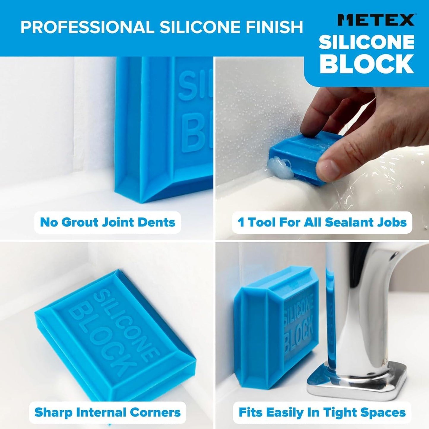Silicone Block - 5 In 1 Easy Grip Sealant Shaping & Finishing Caulking Tool - Creates A Consistent Width Bead
