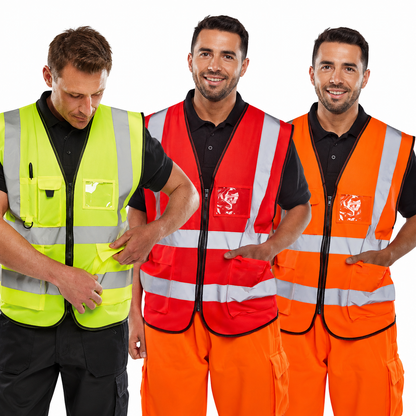 Beeswift WCENGEXEC Executive Hi Vis Vest Multi Pocket Reflective Safety Waistcoat Yellow Orange Red Sizes S-8XL