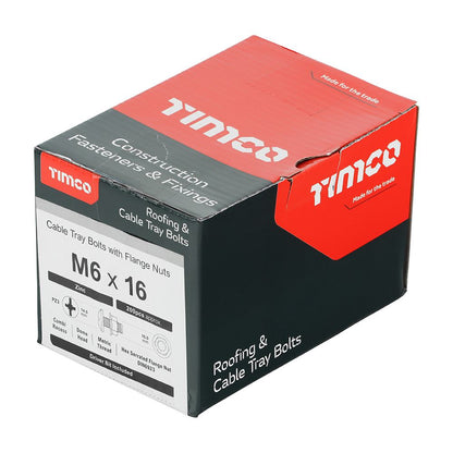 TIMCO Cable Tray Bolt & F/Nut Zinc M6 x 16 Silver Pack 200