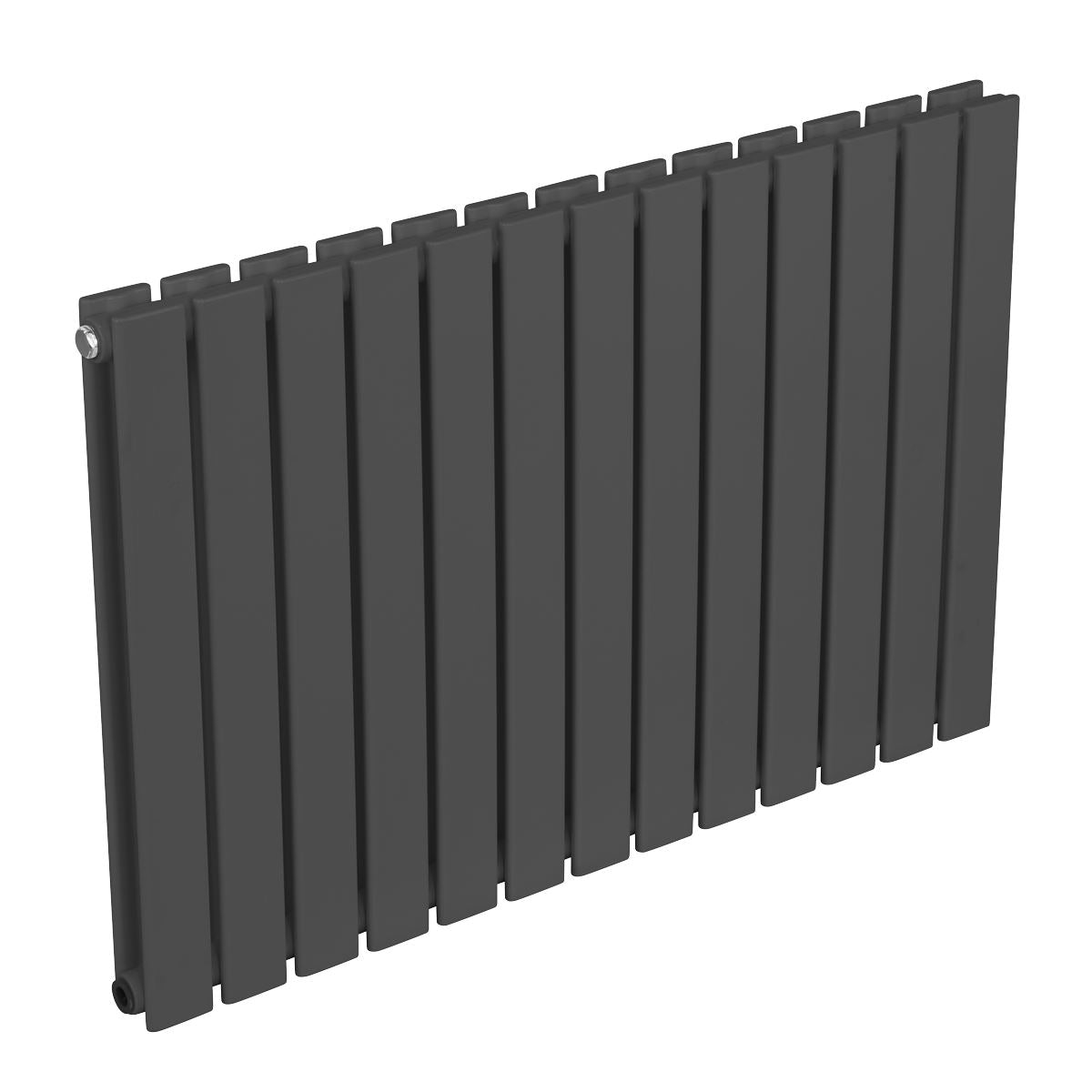 Baridi DH341 Horizontal Radiator Contemporary Double Flat Panel Design 600 x 910mm - Anthracite | Steel | Horizontal flat panel design delivers a BTU