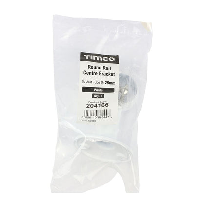 TIMCO Round Centre Bracket White 25mm White Pack 1