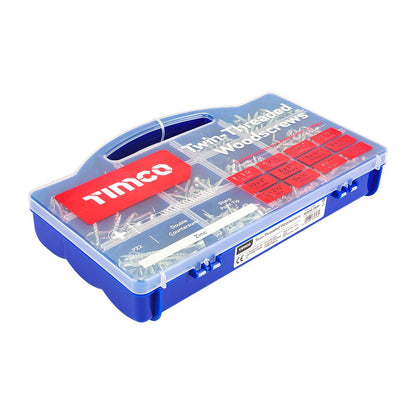 TIMCO Twin Woodscrew Mixed Tray Zinc 1,140pcs Silver Pack 1