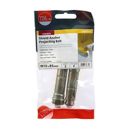 TIMCO Shield Anchor Proj. Bolt - ZYP M10:15P (M10 x 85) Gold Pack 2